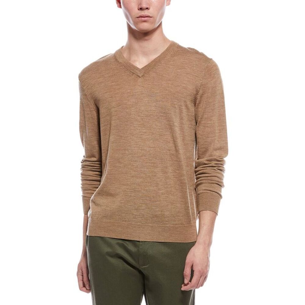 Bruno Magli Mens  Wool V-Neck Sweater, Brown
